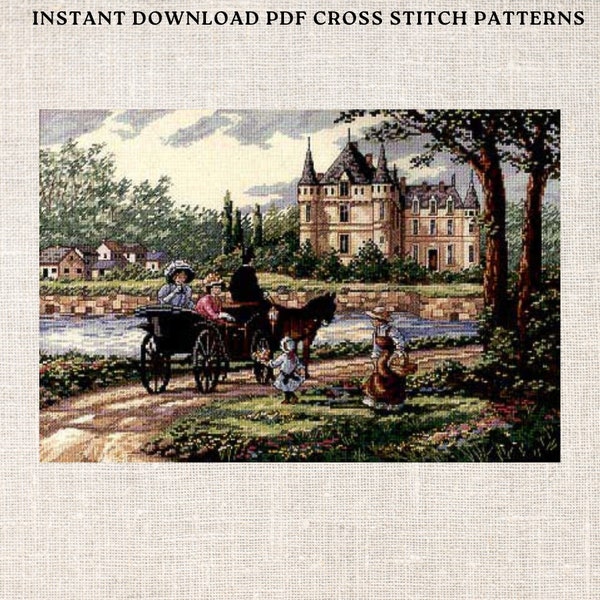 M'Lady's Chateau Cross Stitch Pattern pdf instant download pattern