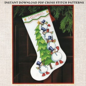 Trimming the Tree Stocking cross stitch pattern Christmas stocking PDF pattern Embroidery Christmas stocking Digital Instant PDF download
