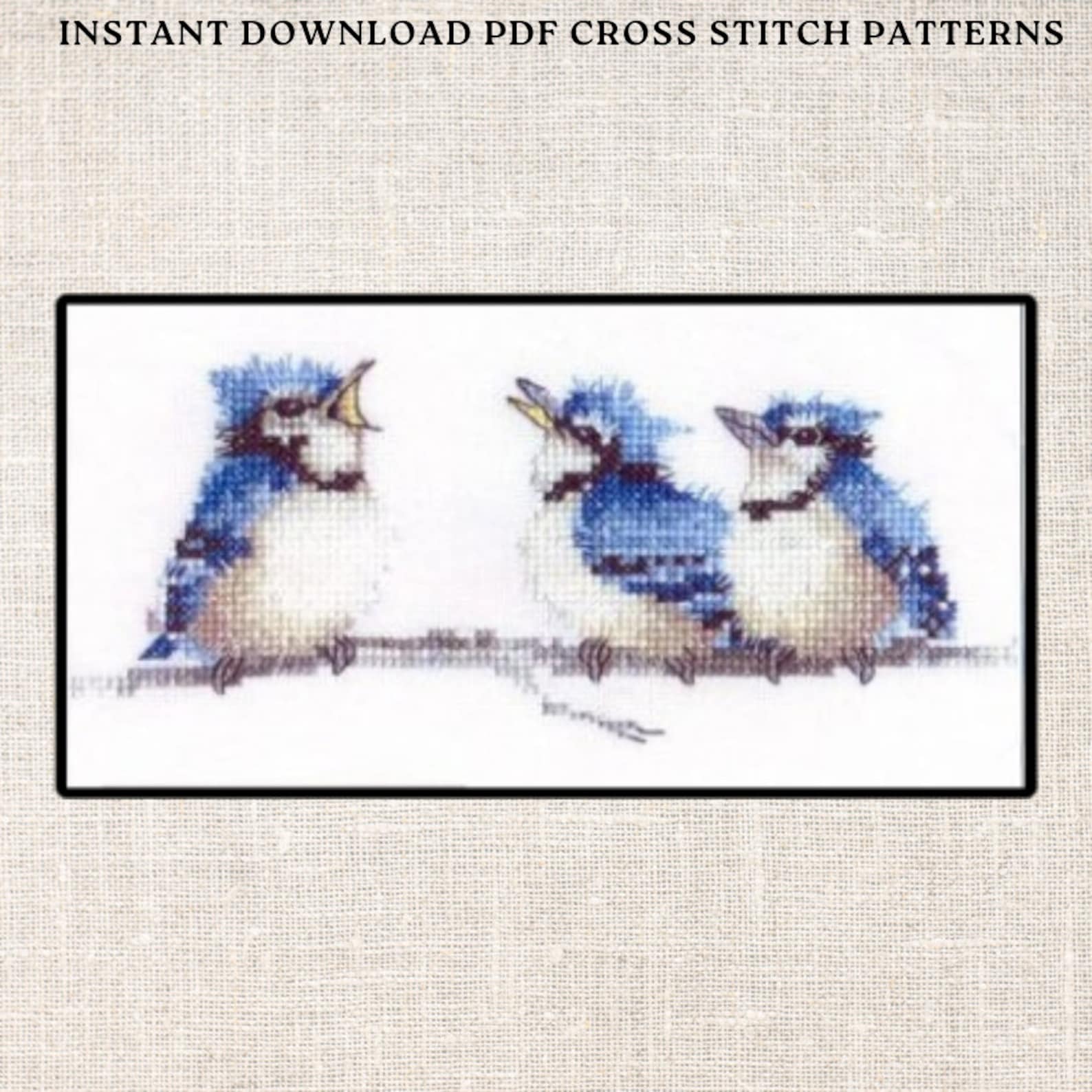 Cross Stitch PDF Pattern Bluebirds Cross Stitch Pattern Instant PDF ...