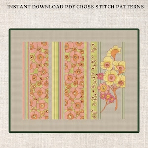 Cross Stitch PDF Pattern Flourishing Summer Flowers Cross Stitch Pattern Modern cross stitch pattern. PDF Instant Download