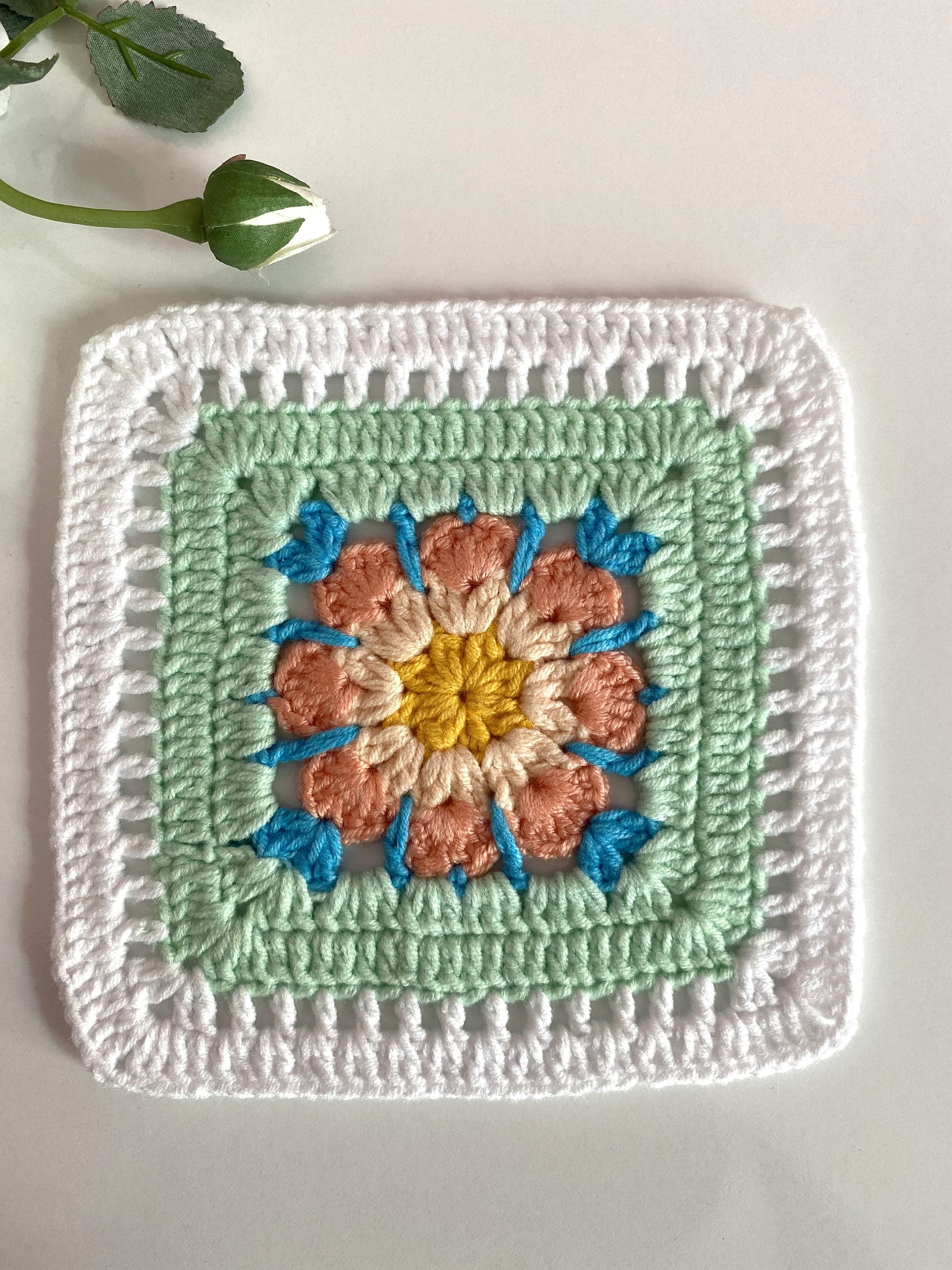 Granny Square Spring Pattern Spring Flower Granny Square Pattern PDF, Step by Step Crochet Pattern ...