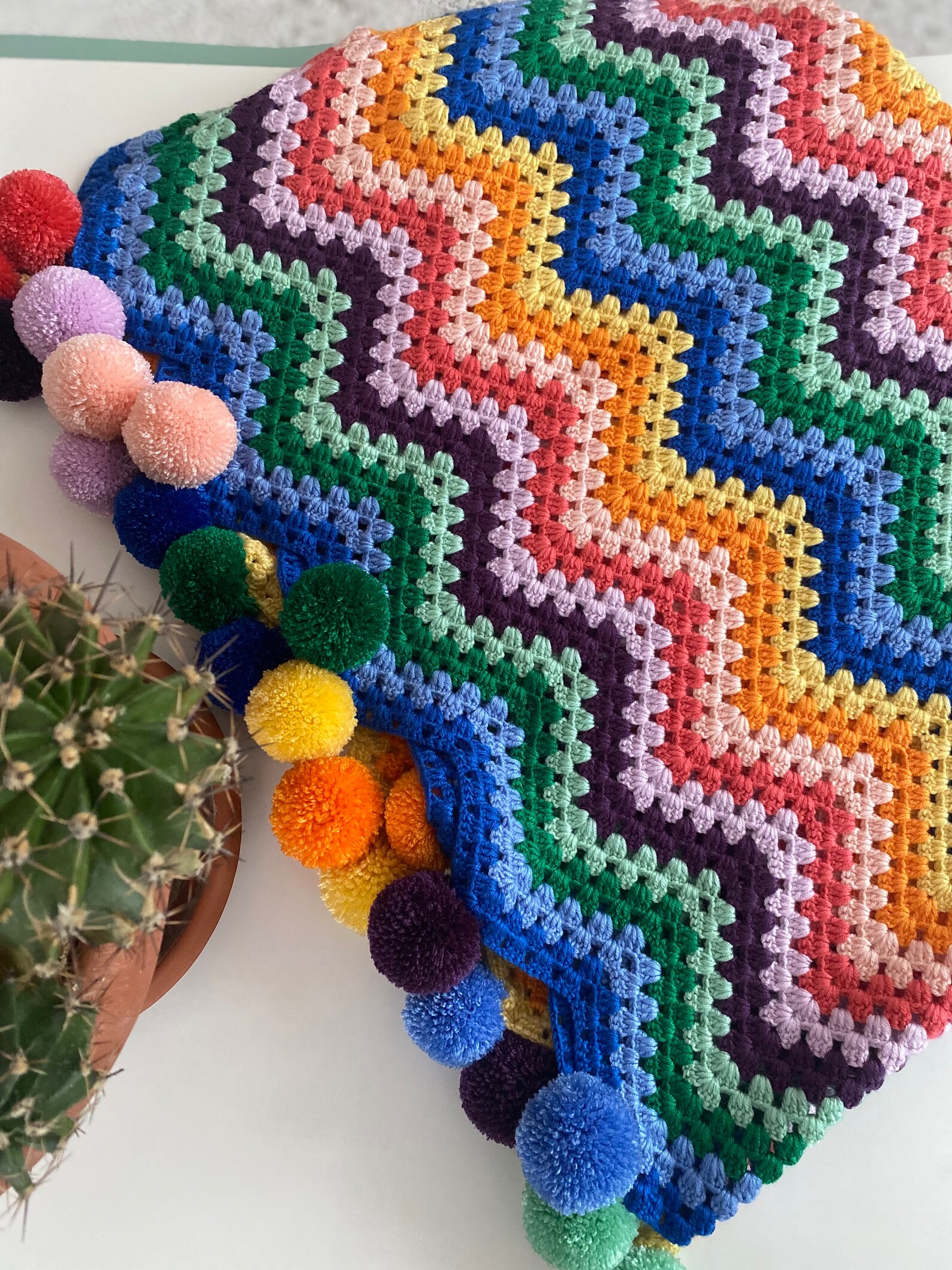 Handmade Crochet Throw With Vibrant Colours , Ripple Crochet TV Blanket ...