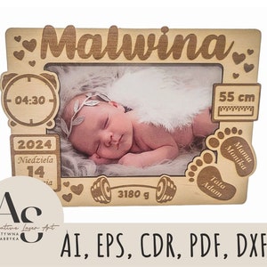 Cornice per foto per bambini con certificato di nascita
