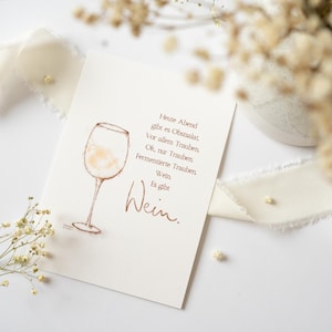 Postkarte Wein DIN A6 Aquarell Watercolor zum Geburtstag, Einladung zum Essen, Mitbringsel Weinliebhaber