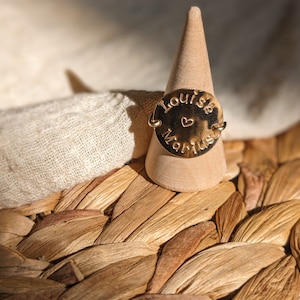 Anel personalizado com nomes ou apelidos, banhado a ouro ou prata esterlina 925, feito à mão.