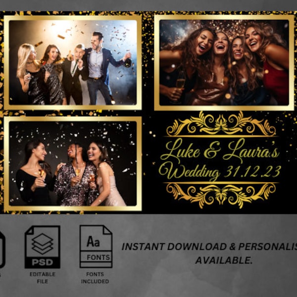 Photo Booth Template 4x6 Black/Gold themed