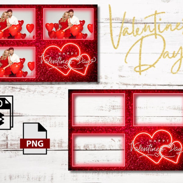 Valentines Photo Booth Template Neon Heart