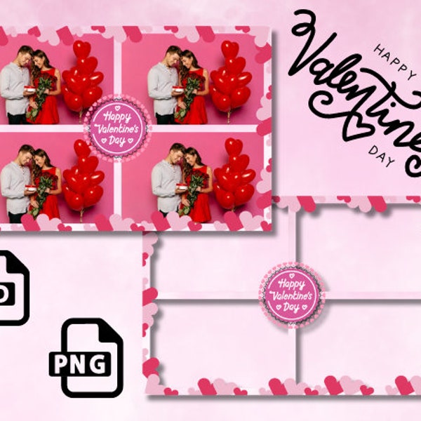 Photo booth Valentines Day template