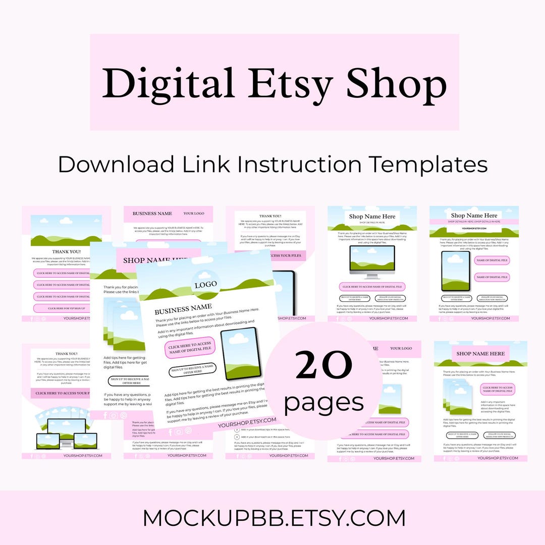 Digital Download Instructions Template, Digital Etsy Shop Tool ...