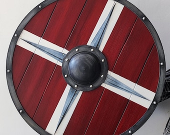 Handcrafted Viking Shield: Wooden Medieval Decor, Cosplay, LARP