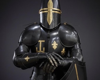 Black Knight Armor Set | Medieval Templar LARP Cosplay Costume