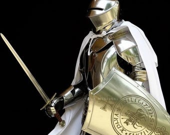 手作りのスチール製クルセイダー騎士団のテンプル騎士団鎧セット | コスプレ、LARP
