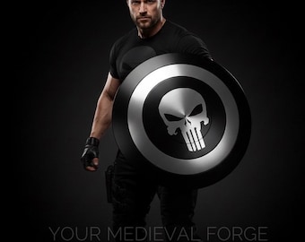 Handmade Punisher Skull Steel Shield | Cosplay Prop, Wall Decor