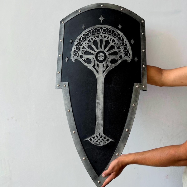 Handgemaakte witte boom van Gondor-schild | Middeleeuws decor LOTR