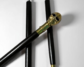 Handmade Wooden Walking Stick: Vintage Brass Handle Cane