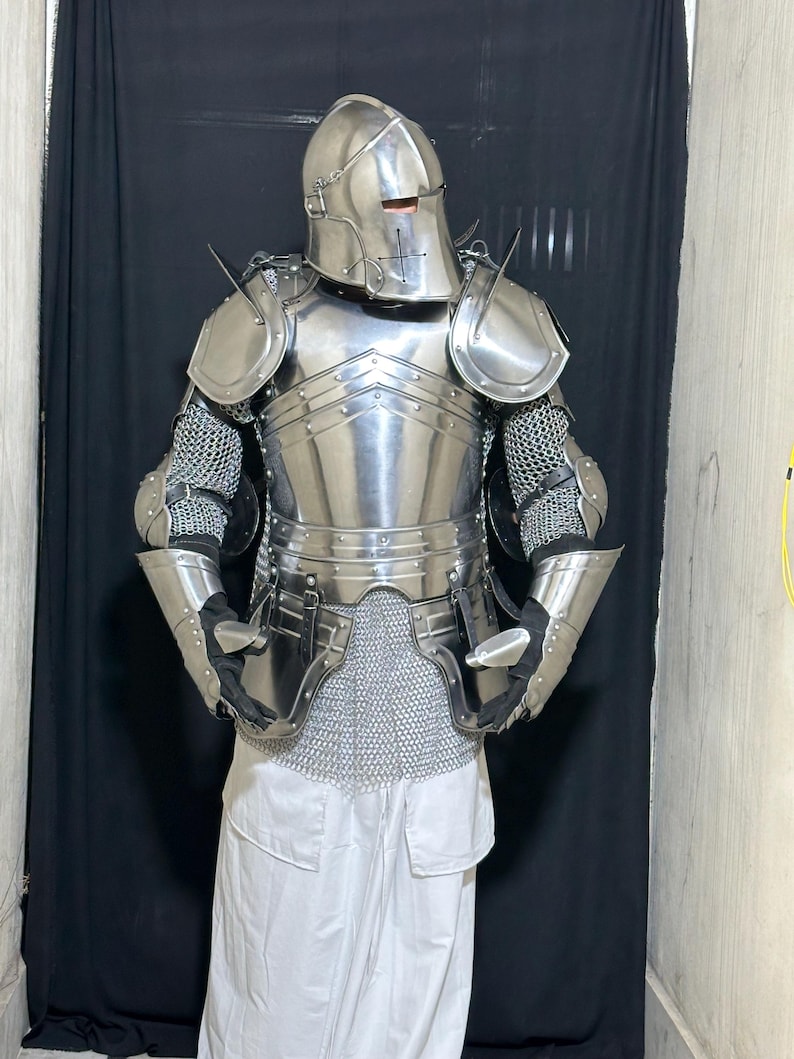Handmade Steel Barbuta Armor Set with Helmet – Knight Renaissance Costume, Medieval LARP Cosplay image 18