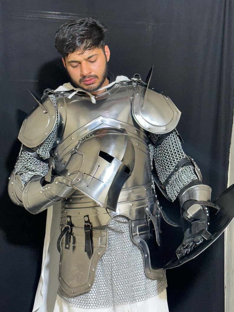 Handmade Steel Barbuta Armor Set with Helmet – Knight Renaissance Costume, Medieval LARP Cosplay image 1