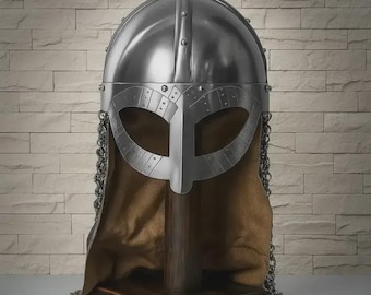 Handmade Steel Viking Helmet with Chainmail | Norse Warrior Cosplay