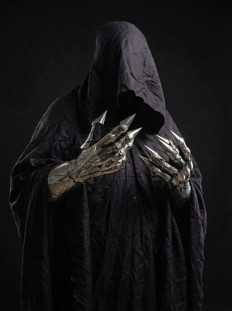 Sharp Cloak Handmade Armor & Black Hooded Cloak | Handmade Medieval Fantasy Costume ...
