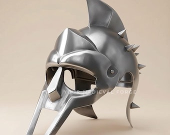 Casco de gladiador de acero hecho a mano con púas: armadura medieval, cosplay LARP