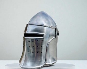 Handcrafted Crusader Knight Helmet: Polished Steel Armor, Cosplay LARP