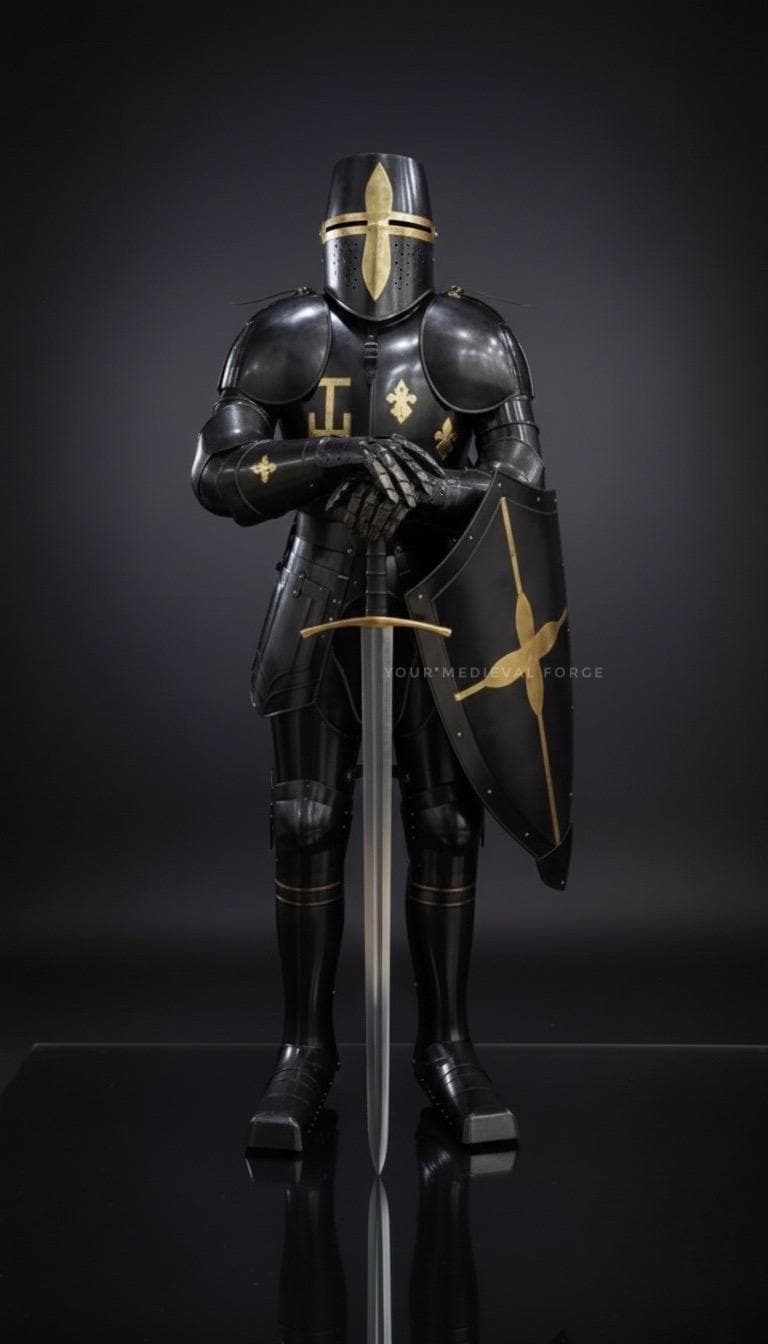 Black Knight Armor Set | Medieval Templar LARP Cosplay Costume - Etsy