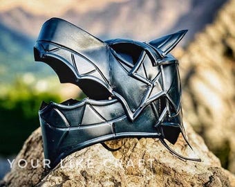 Handmade Black Wolf Helmet: Fantasy Warrior Cosplay Mask