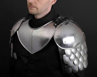 Handmade Steel Scale Pauldrons, Medieval Shoulder Armor, LARP Cosplay
