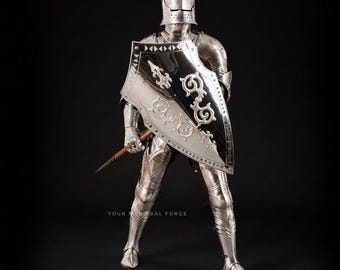 Handmade Gothic Knight Full Steel Armor Set | Medieval Reenactment Suit
