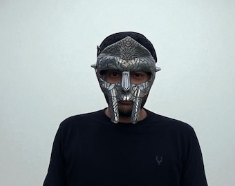 Máscara de guerrero de acero grabada: armadura de gladiador vikingo para cosplay LARP