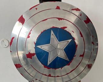 Handmade Captain America Shield: Aluminum Cosplay Prop with Leather Straps