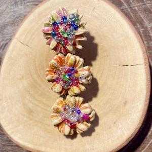 Unique handmade ceramic daisy hair slide