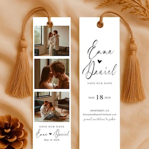 Bulk Save The Date Favors - Personalized Wedding Bookmarks with Tassel – Custom Guest Favor Bookmark – Boho Wedding Keepsakes for Guests