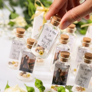 Beach Wedding Photo Favors - Custom Party Keepsakes for Wedding Guests - Message in a Bottle Favors - Souvenirs for Cruise Wedding Party