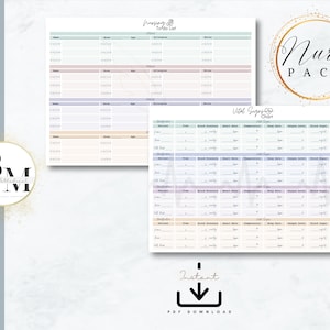 May include: A digital Nurse Pack download with a to-do list and a vital signs chart. The to-do list includes sections for name, age, allergies, and notes. The vital signs chart has sections for time, blood pressure, heart rate, and other vital signs.