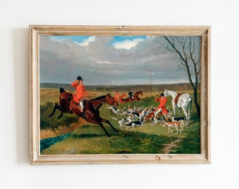 Vintage English Fox Hunt Painting | Antique Fox hunting Print | Vintage Artwork | Antique English Painting | Fine Art | ChinCrest Prints