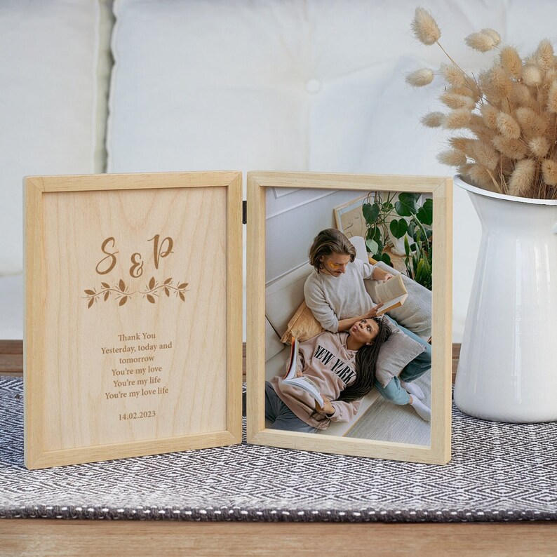 Custom Frame Gift for Her Wooden Keepsake Box. Personalized Gift Box