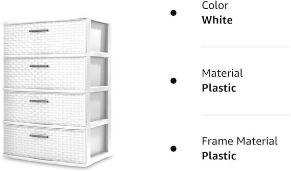 Sterilite Storage Drawers Home Storage & Organization 4 Drawer Weave Tower  Plastic, Espresso, Set of 2