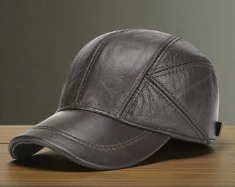 Vintage Leather Baseball Cap, Retro Hat, Adjustable, Mens & Womens, Stylish Leather Sports, Gift for Him or Her