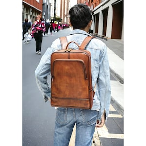 Personalized Leather Backpack Vintage, Men Leather Backpack, Brown Leather Rucksack Backpack, Hipster Backpack gifts for him her