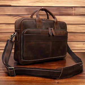 Personalisierte Leder Laptoptasche, Aktentasche, Umhängetasche Vollnarbenleder Handtasche Schule Büro Laptoptasche Schultertasche Bestes Geschenk für ihn