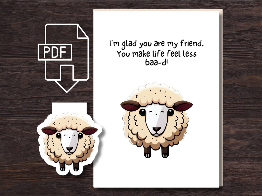 Printable Sheep Magnetic Bookmark With Greeting Card Handmade Gift Idea ...