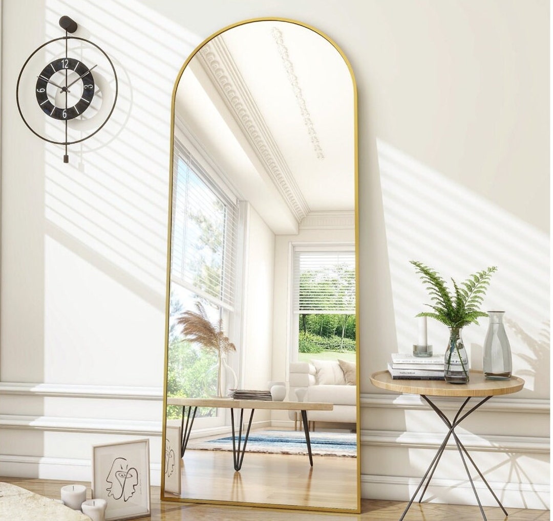 Fulllength Mirror Arched Standing Floor Mirror Full Body Mirror Gold Mirror Living Room Decor