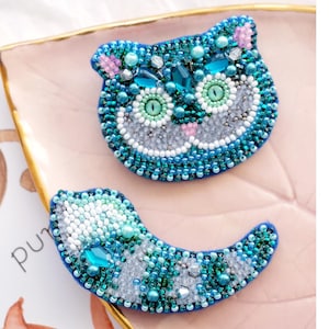 Bead Embroidery Kit Cat Brooch, DIY Jewelry Making Kit, Beaded Brooch for Adults, Handmade Gift, Seed Bead Brooch, Hobby Craft Kit
