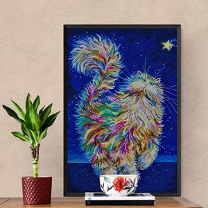 Cat Cross Stitch Kit – Cute Kitten Embroidery for Beginners, DIY Needlework Gift, Animal Cross Stitch Pattern, Modern Craft Kit