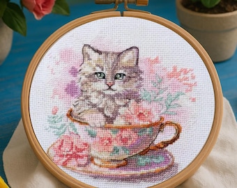 Cross Stitch Kit Cat Cross Stitch, Funny Cross Stitch Art, Mini Counted Cross Stitch, Hand Embroidery, Craft Kit For Adults