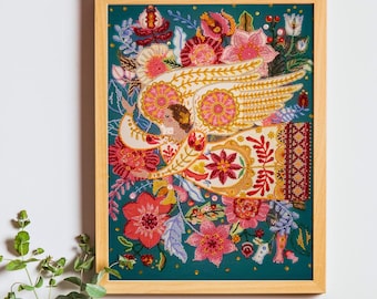 Bead Embroidery Kit "Wings of Inspiration" - Unleash Creativity with Exquisite Flower Pattern, Ideal for DIY and Home Decor