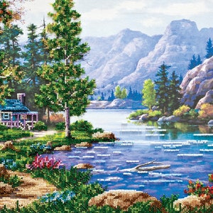 Perlenstickerei, Berge Kunst, Perlen Malerei, Perlenarbeit Set, 3D Stickerei, Anfänger Kits, kreatives Geschenk, Erwachsene Perlenstickerei