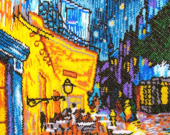 Bead embroidery on satin