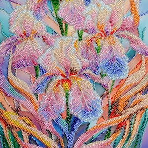 Bead Embroidery Kit, Handmade Flower Bead Craft, Easy 3D Beaded Painting for Adults, DIY Home Decor, Perlenstickerei, Gift for Crafters